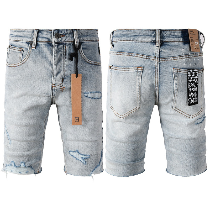 Foreign Trade Cross-Border European and American Trendy Brand Ksubi Shorts Hiphop Street Hip-Hop Ripped Distressed Denim Shorts