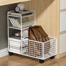 桌下置物架书架移动收纳柜落地带轮收纳书包书本收纳架小推车简易