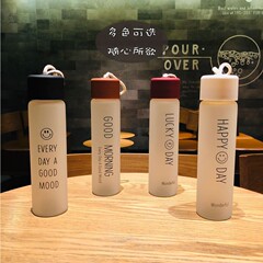 蒙砂水杯 玻璃批發 帶笑臉字母玻璃杯 廣告杯帶蓋可印字logo