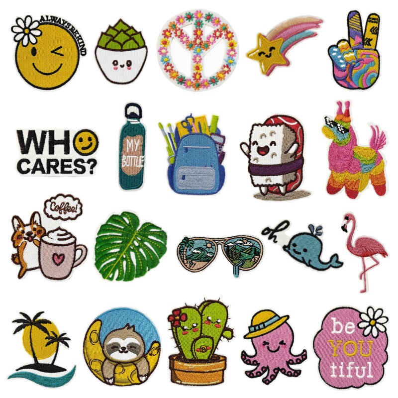 Cross-border Hawaii travel plant style cloth stickers cartoon plant water cup cactus embroidery stickers luggage coating wholesale Cross-border Hawaii travel plant style cloth stickers cartoon plant water cup cactus embroidery stickers luggage coating wholesale