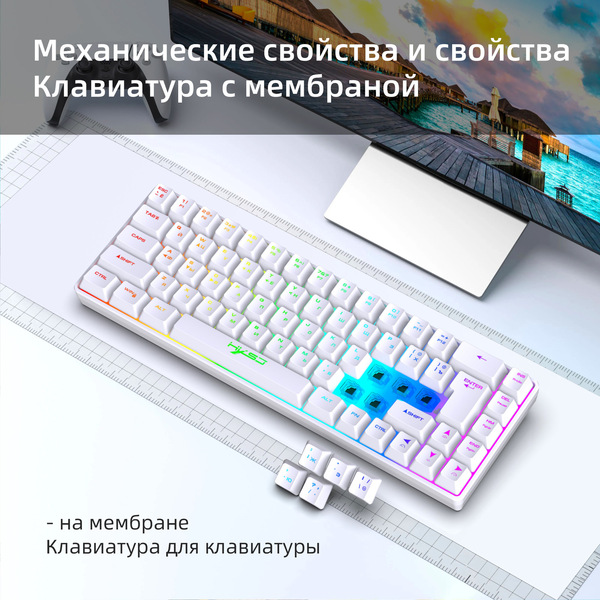 Russian 68-key wired film keyboard RGB backlight suitable for gaming…