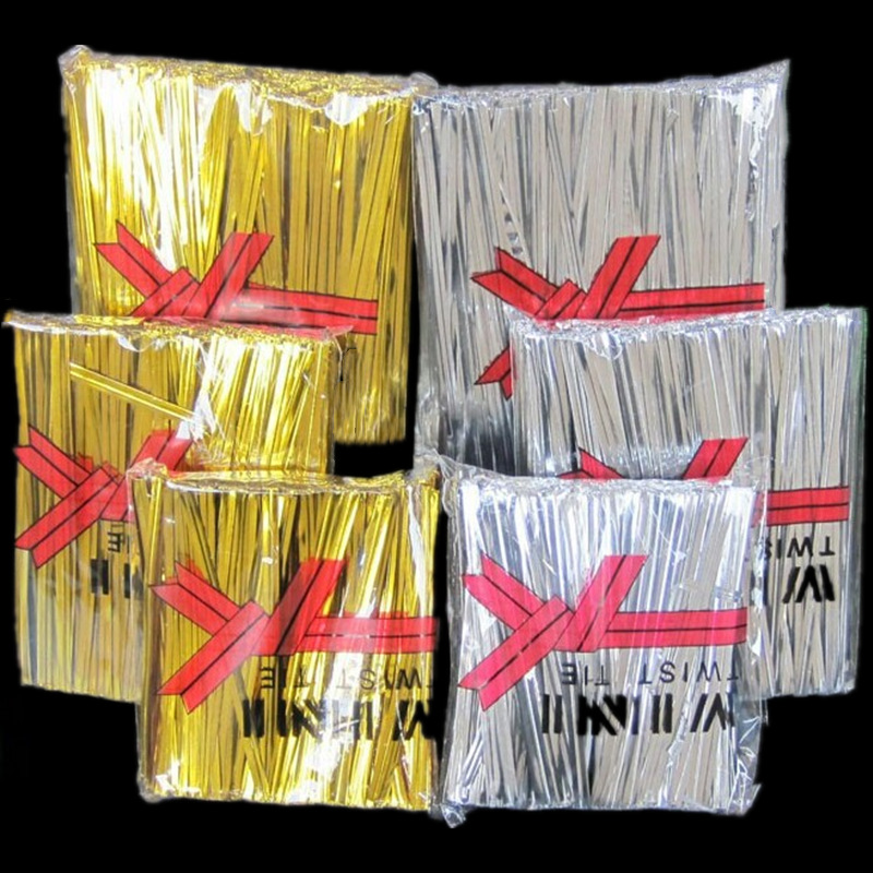 10Cm长银色金色喜糖盒扎丝 金属扎条 礼品包装配件扎带扎口线批发