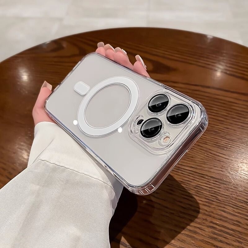 アクリル精孔磁気吸引iphone16携帯電話ケースは透明15proリンゴの転倒防止レンズフィルムを適用する|undefined
