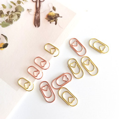 Electroplated metal heart shape staple clips financial documents Ten Thousand Character Brackets retro mini fat clips wholesale