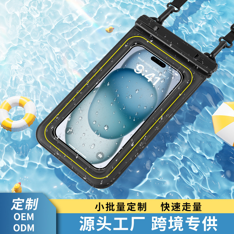 Mobile Phone Waterproof Bag Sponge Floating 7inch Touch Screen Diving Cover Swimming Hot Spring Rafting Transparent Waterproof Phone Bag