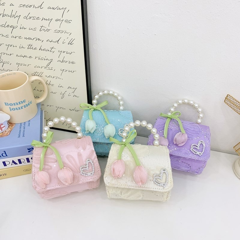 Niños pequeños bolsos de hombro perlas bolsos de chicas nuevas bolsas de cambio de chicas bolsos de mano transfronterizos