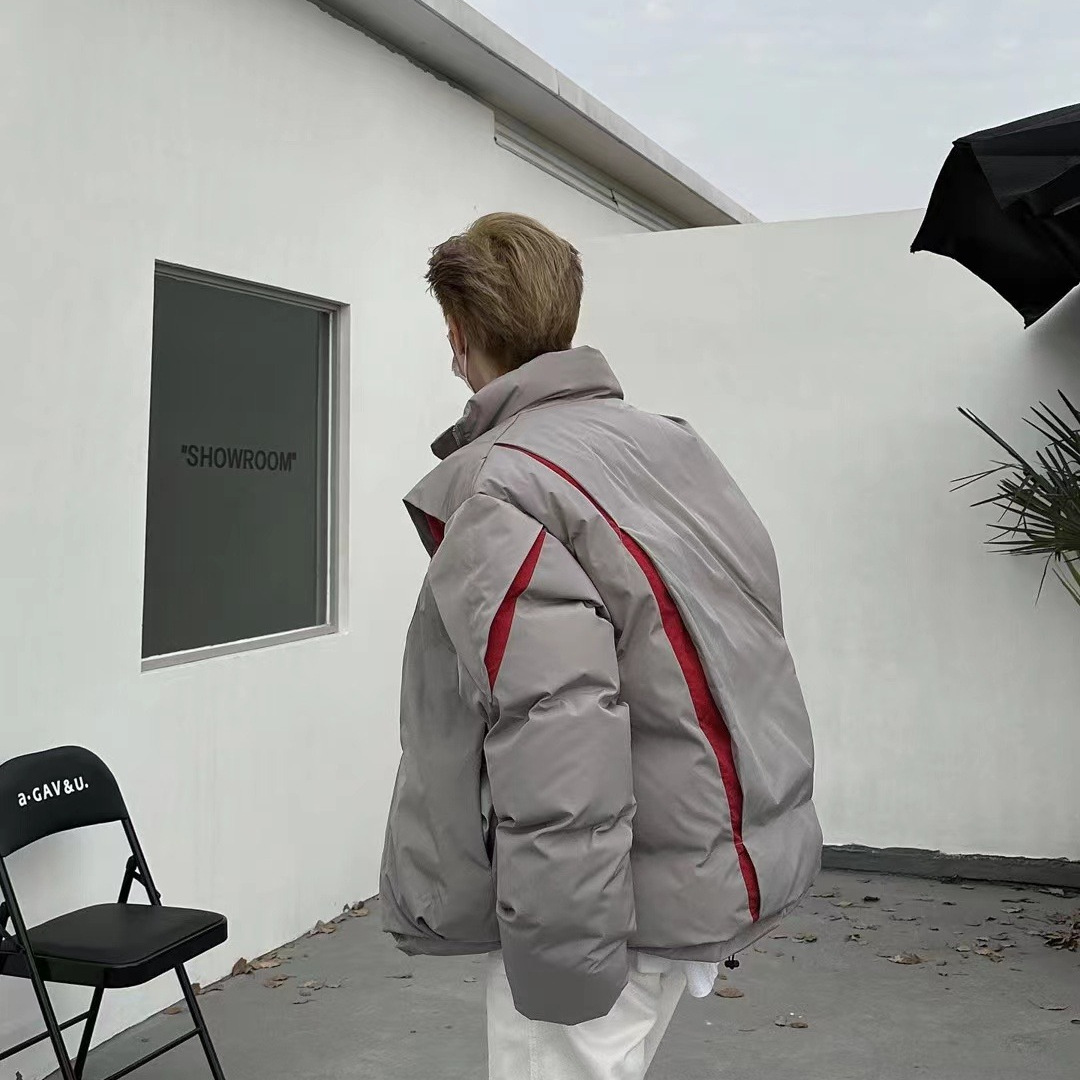 Estilo funcional americano pareja ropa de algodón acolchada marca de moda de los hombres de invierno nueva calle alta creativo engrosada abrigo de algodón Suelto