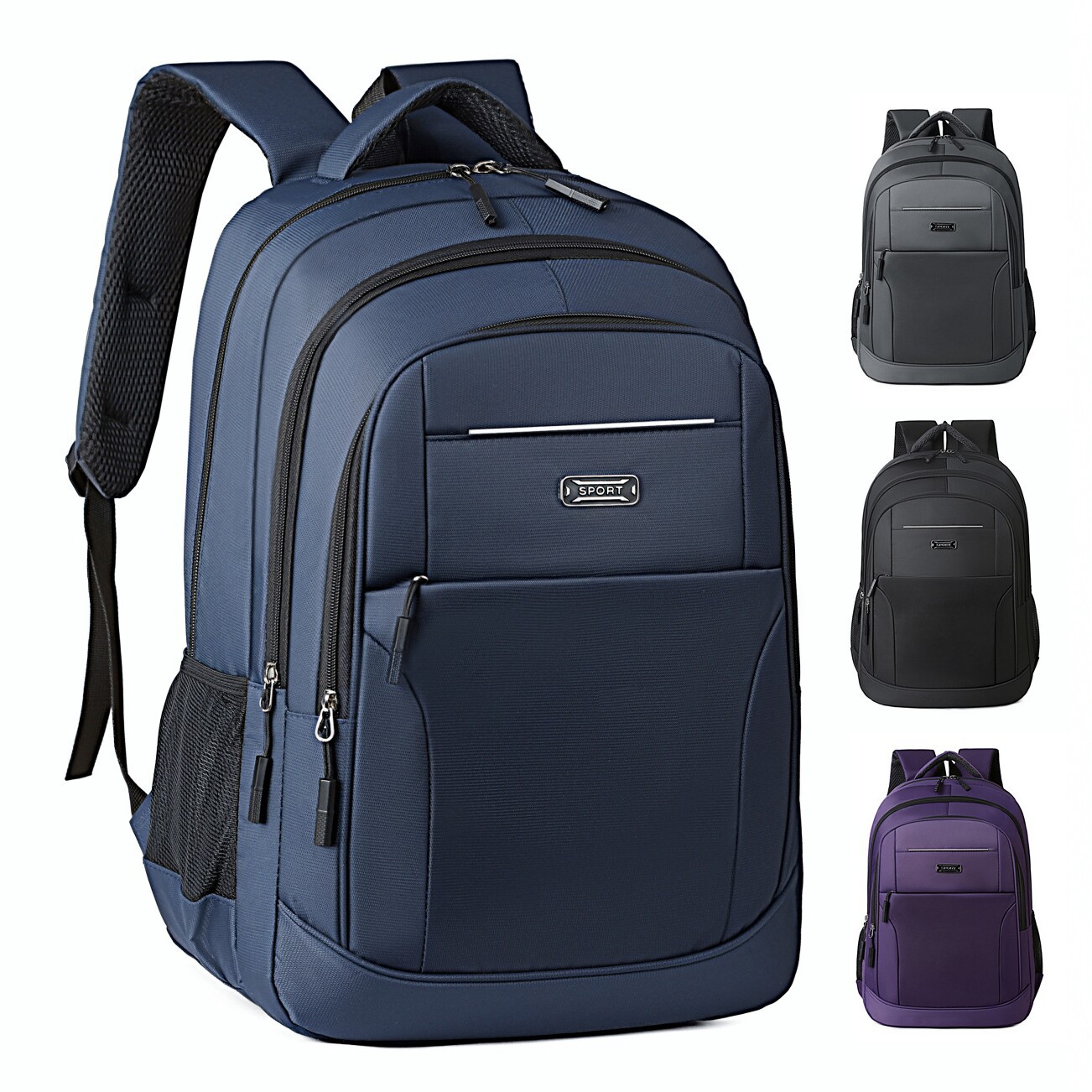 men's nylon black capacious backpack