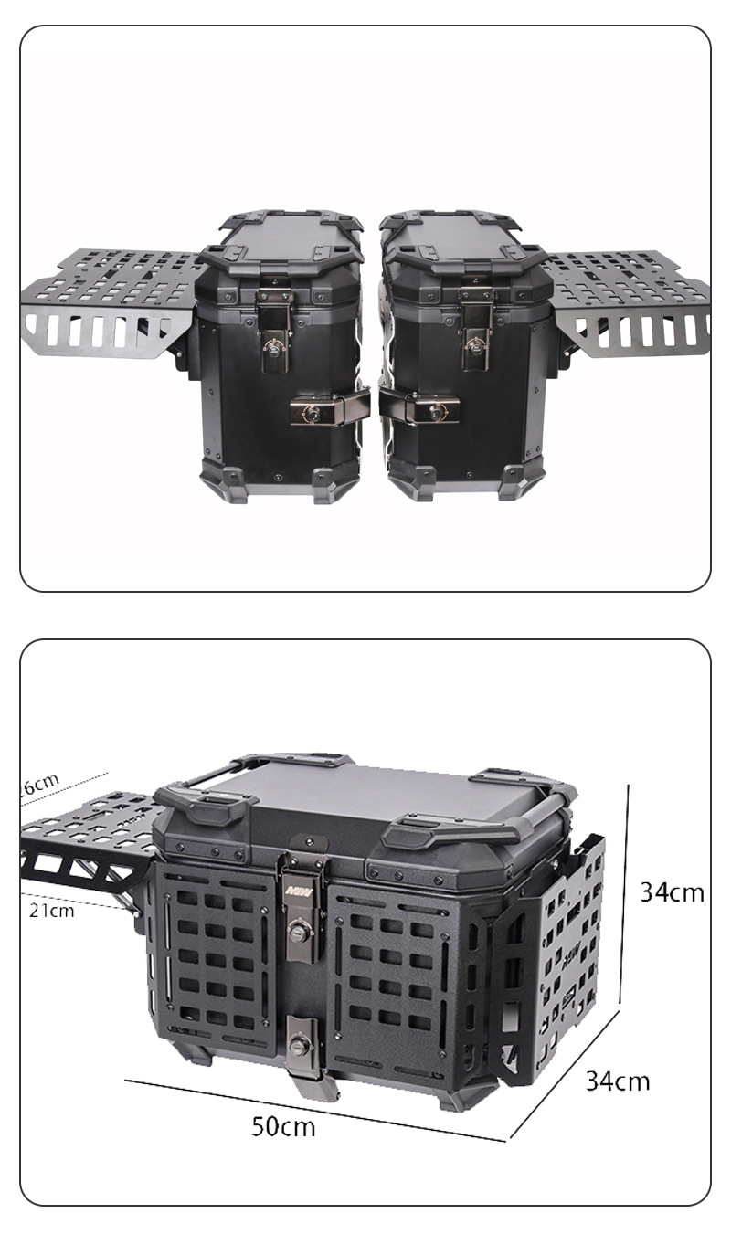 Wholesale Scooter Side Box Electric Vehicle Trunk 45L Multifunctional Armored Black Motorcycle Aluminum Alloy Tail Box