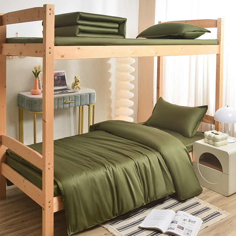 Juego de sábanas y funda nórdica de tres piezas, sábana ajustable de clase A, cama individual de dormitorio de algodón puro, ropa de cama escolar, ropa de cama para estudiantes