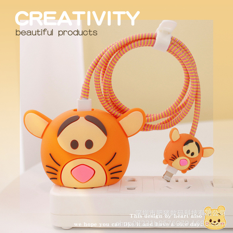 Nuevo cable de datos de dibujos animados cubierta protectora adecuado para Apple carga rápida cabeza 18/20W carga cabeza cubierta protectora Winder