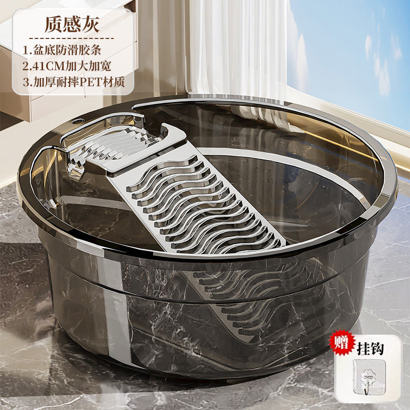 Extra large glossy round washbasin translucent gray