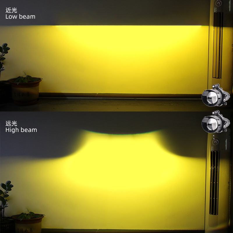 3.0inch Fog Light Laser Lens Modified Led Dual Light Lens White Light Golden Light Integrated High and Low Beam Car Front Fog Light