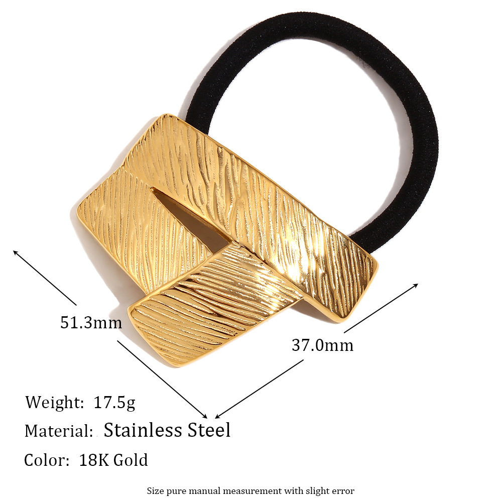 Unisex Fashion temperament personality niche geometric creative head rope stainless steel gold plated origami style hair rope female_voghion.com