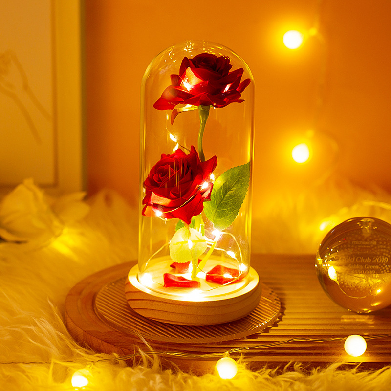 Abajur din sticlă Floare nemuritoare Trandafir Copertă din sticlă Crăciun Ziua Îndrăgostiților Artizanat Ornamente pentru cadouri creative_voghion.com