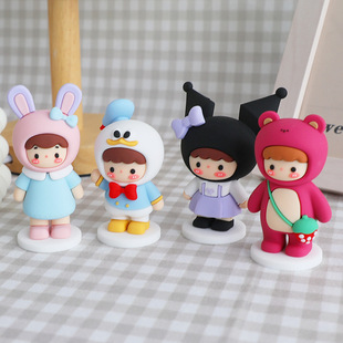Cartoon cake decoration rabbit bear boy girl soft rubber doll cute duck duck cat children birthday
