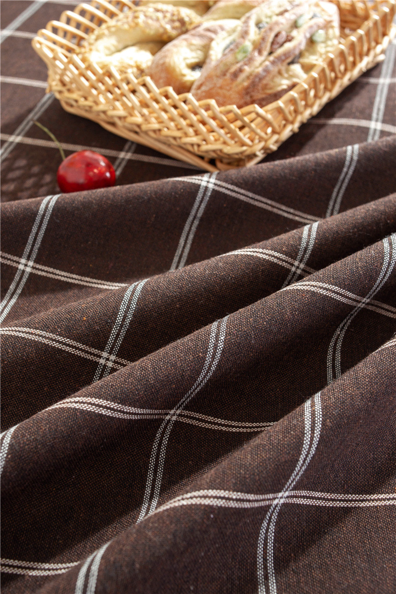 Cafe Double-line Plaid Cotton-polyester-linen Tassel Geometric Rectangular Dining And Coffee Table Tablecloth, Available_voghion.com
