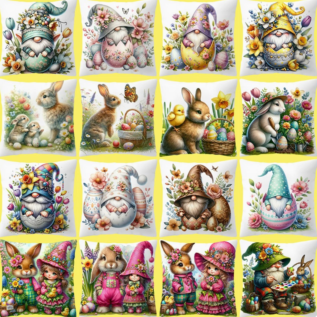 Huevo de Pascua Camión Impresión Funda de almohada Conejo transfronterizo Decoración de vacaciones Hogar Sofá Funda de almohada Funda de cojín