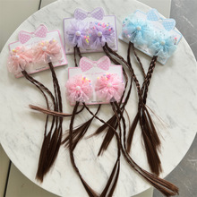 新款儿童假发辫子发夹一对装宝宝头花女童麻花小辫子发卡义乌饰品