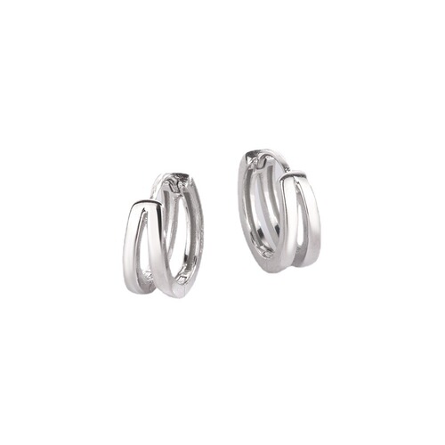 S925 sterling silver double-layer earrings, fashionable, cool and handsome style, unisex round earrings, pierced earrings, no need to remove earrings