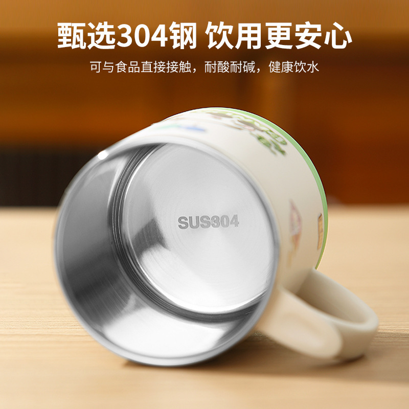 ステンレスオフィス家庭用カップマグカップ蓋付きスプーン付き高颜値カップ保温コーヒーカップコップ|undefined