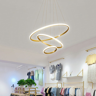 服装店灯金色吊灯圆形创意个性店铺商用网红理发店美发圆环餐厅灯-阿里巴巴