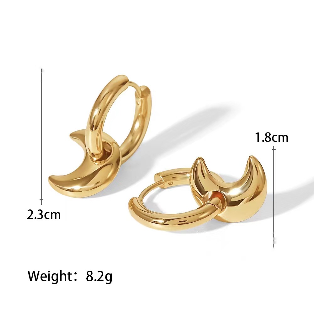 11g Weight 18K Gold Plated Plating Material Earrings Classification 1 Pair Quantity Star Moon Heart Shape Stainless Steel IG Style Earrings