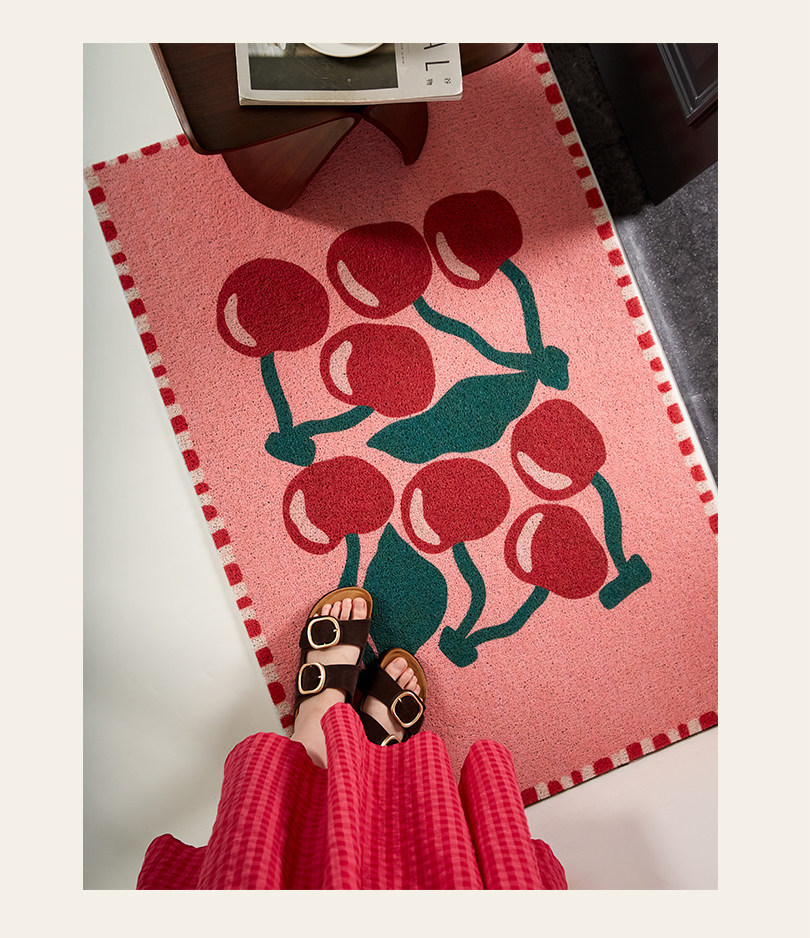 Entrance door mat with a light luxury and high-end feel, vintage style, dirt-resistant, non-slip, washable PVC loop mat for the foyer entrance
