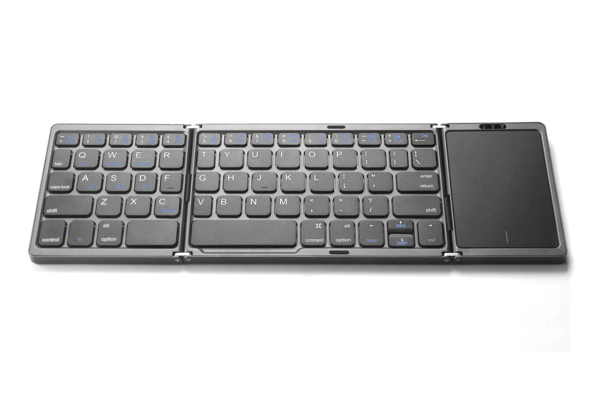 Foldable touch keyboard with integrated touchpad, compatible with Windows/Android/iOS/Mac, compact