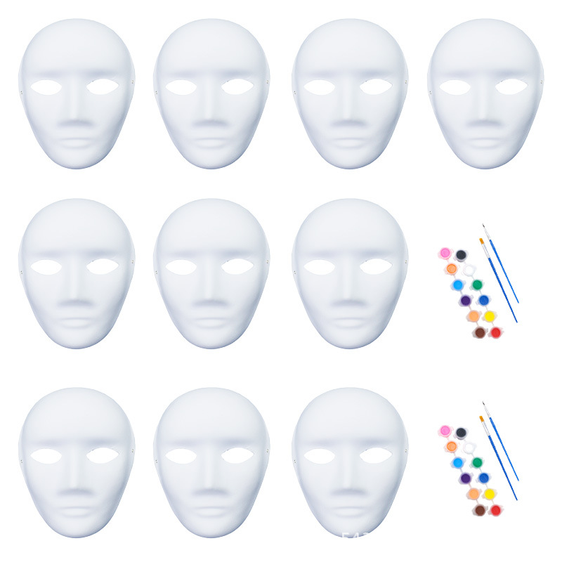 Amazon máscara de embrión blanco de venta en caliente máscara de pulpa DIY día de los niños dibujo padre-hijo props hechos a mano