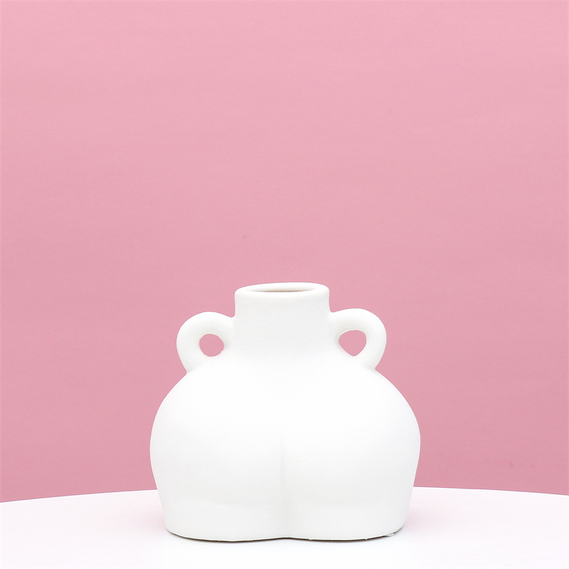 Nórdico ins cuerpo arte florero de cerámica blanco artesanía creativa casa salón flor seca arreglo decoración comercio exterior
