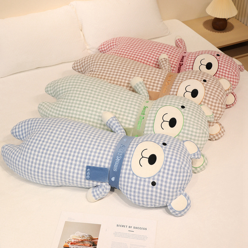 Bufandas de dibujos animados osos dormidos almohada de brazo largo dormitorio piernas de sujeción lateral almohada de cama almohada de cama almohada tela desmontable