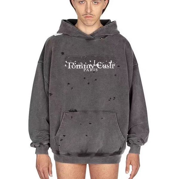Cross-Border Maison Margiela Margiela Tommy Cash Washed Distressed Ripped Heavy Hooded Sweatshirt