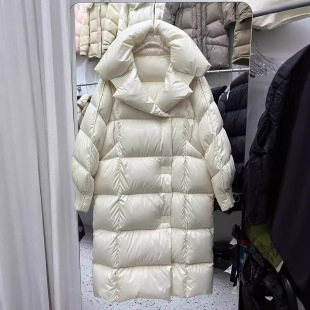 2025 Pinghu White Duck down Long down Jacket Women's Winter New Casual Fashion Thickened Loose Over-The-Knee Jacket Trendy