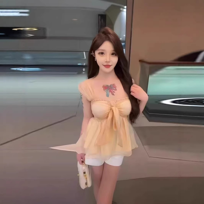 Extra Large Size 150kg Internet Celebrity Style Hot-Selling Sexy Heavy-Duty Bowknot Camisole Top from Kuaishou