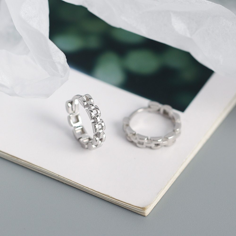 Fashion Geometric Silver Earrings Hollow Out 925 Silver Earrings