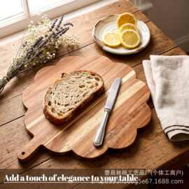 相思木创意花边托盘双面牛排熟食芝士点心糖果干果盘带手柄托盘
