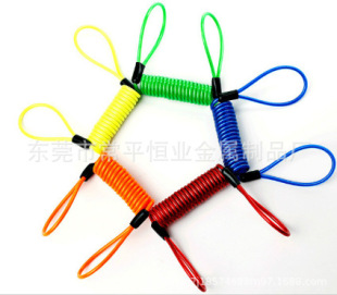 Motorcycle electric car Mountain bike helmet anti-lost disc brake lock spring rope rubber coated steel wire rope reminder rope