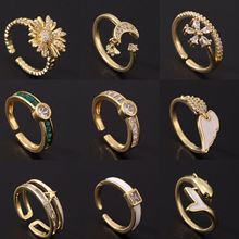 欧美跨境创意小雏菊戒指简约轻奢个性设计18K镀金可调节开口戒子