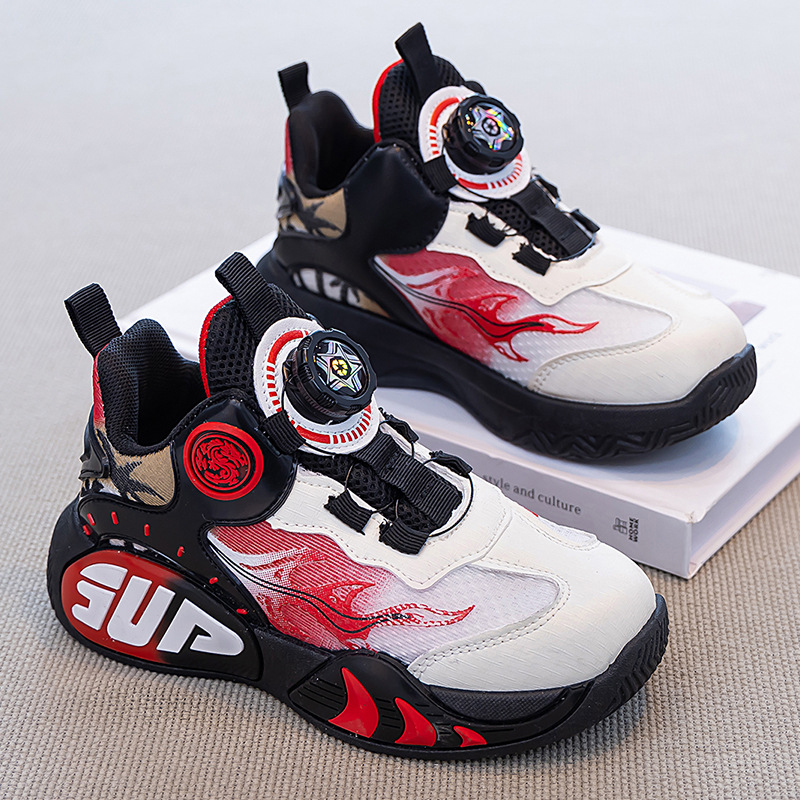Zapatillas Deportivas de Básquetbol para Niños Suela de Caucho Sintético, Malla y PU, Transpirable, Ligero, Antideslizante