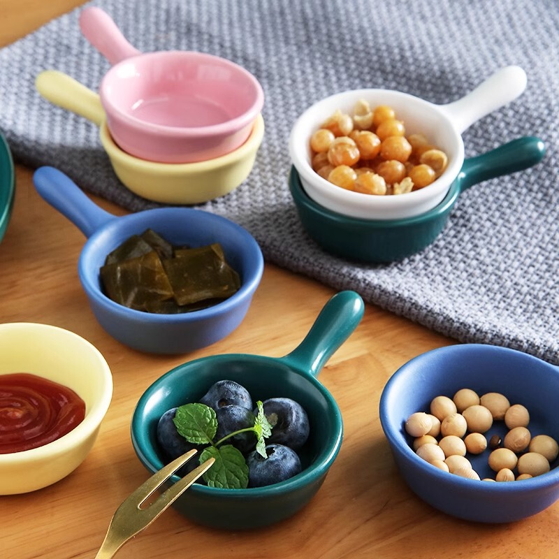 Household Seasoning Dish Mini Japanese Hand Handle Creative Ceramic Soy Sauce Vinegar Salad Tomato Sauce Seasoning Dip Dip Dish