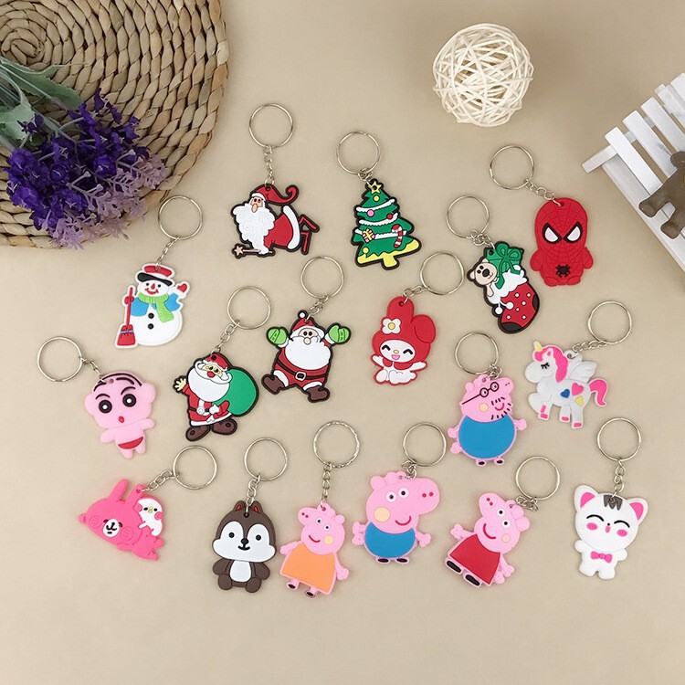 Wholesale Personalized Cartoon Pvc Soft Rubber Keychain Car Key Pendant Accessories Christmas Series Holiday