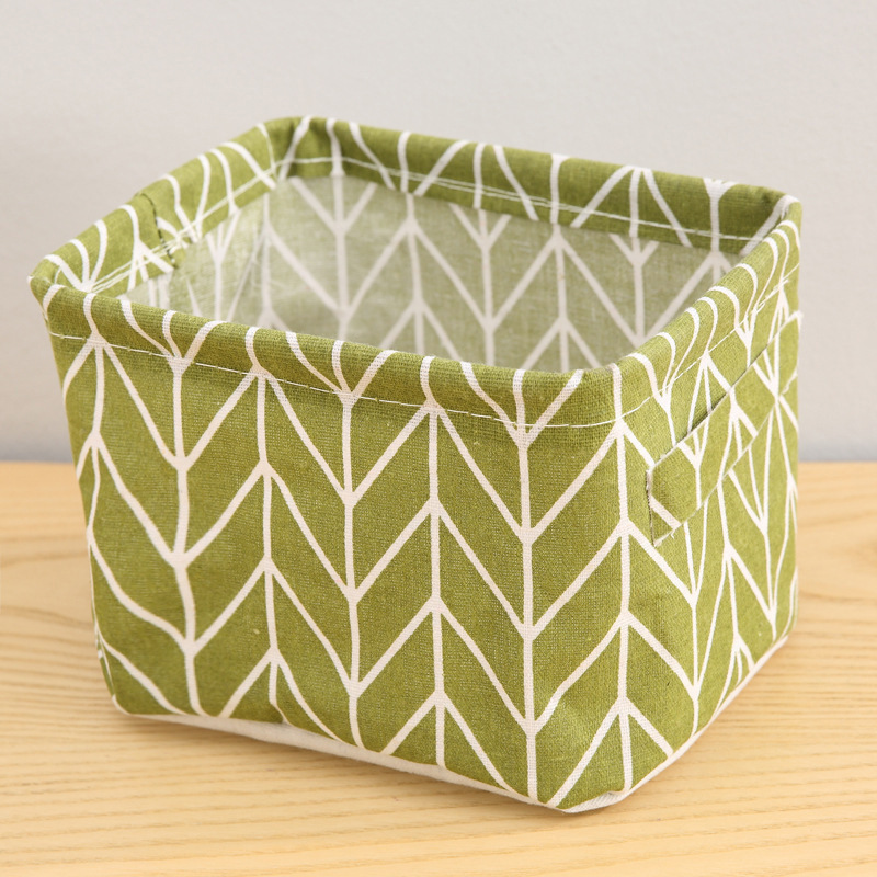 Tela con impresión portátil de algodón y lino cesta de almacenamiento artículos diversos de escritorio gabinete de organización ropa pequeña cesta de almacenamiento de tela