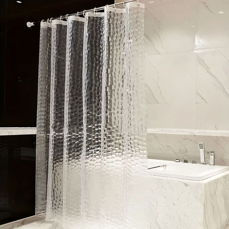 Cross-border solid color 3D texture shower curtain waterproof mildew-proof bathroom non-perforated toilet partition curtain