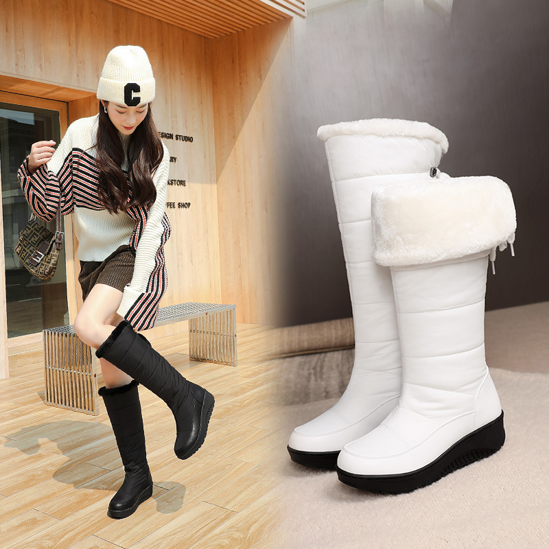 40-44 snow boots warm winter tarpaulin women's boots cotton shoes wool mouth thickened shoes 2022 Knight boots G639