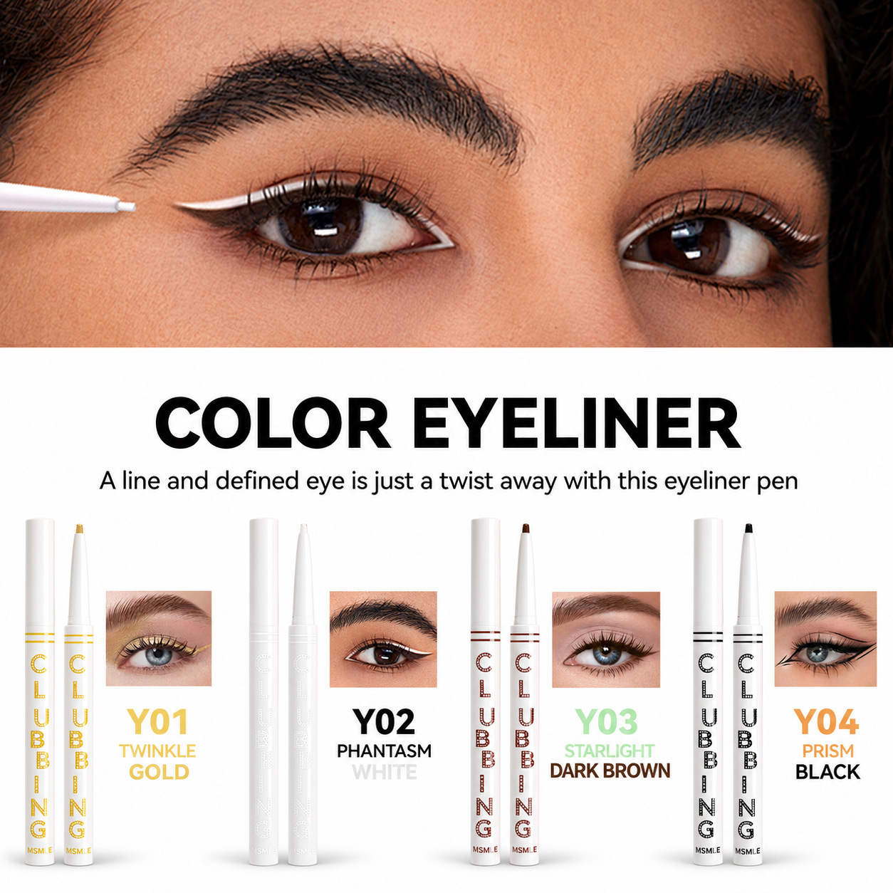Mlsmlie Cross-Border Exclusive Supply of 4-Color Waterproof and Sweat-Proof Non-Smudge Colored Eyeliner Pens, Wholesale from the Manufacturer
