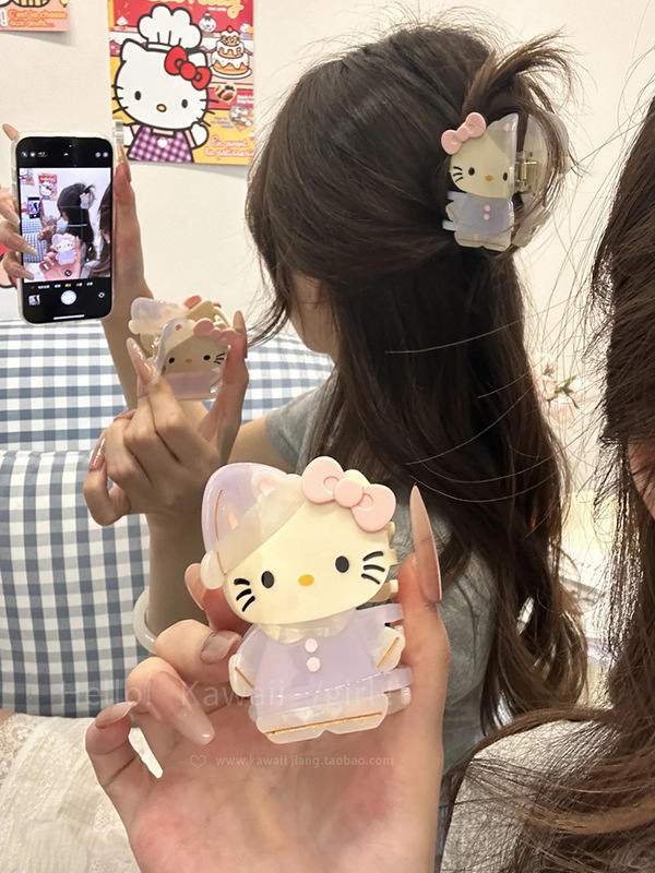 サメハローキティかわいいヘアアクセサリー新 2025 アニメ後頭部酢酸クリップ漫画クリップ|undefined