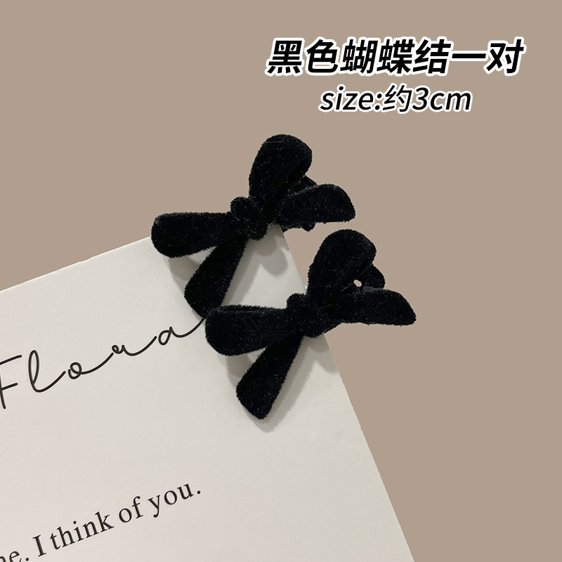 红色蝴蝶结珍珠鸭嘴夹前额发夹女刘海夹发卡碎发侧边夹公主头夹子|undefined