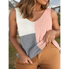 W 49461LColor-block Knitted Loose Tank ƴ��ײɫ��֯���ɵ���