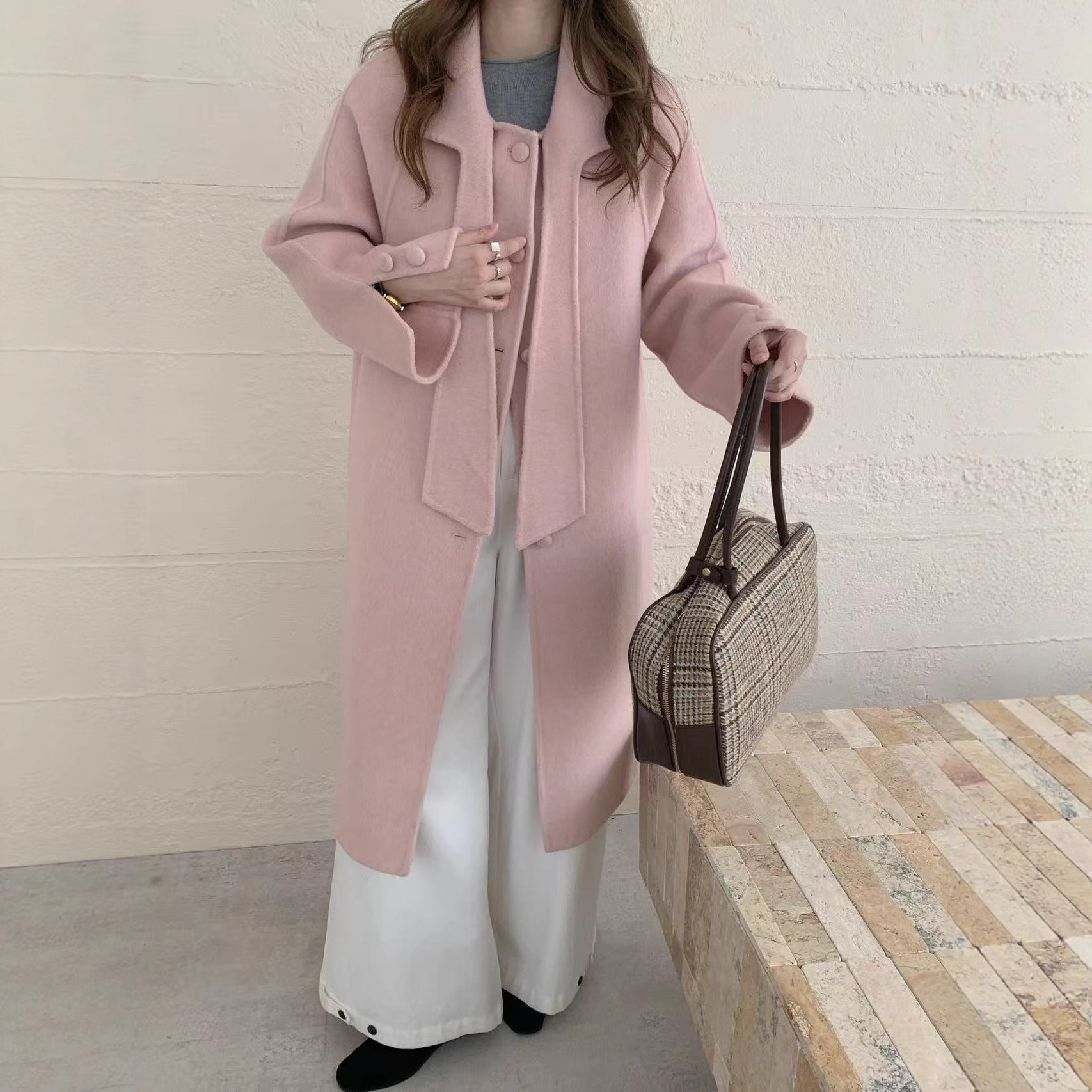 韩系清新甜美风可爱百搭宽松显瘦毛呢外套2025秋冬新款羊毛大衣女